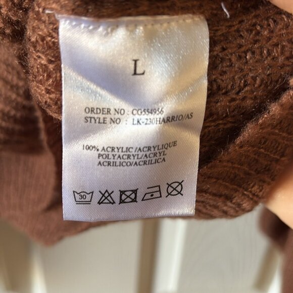 Brave Soul London EUC brown v-neck big sleeved sweater size L - Picture 2 of 5